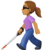 👩🏽‍🦯 woman with white cane: medium skin tone display on Facebook